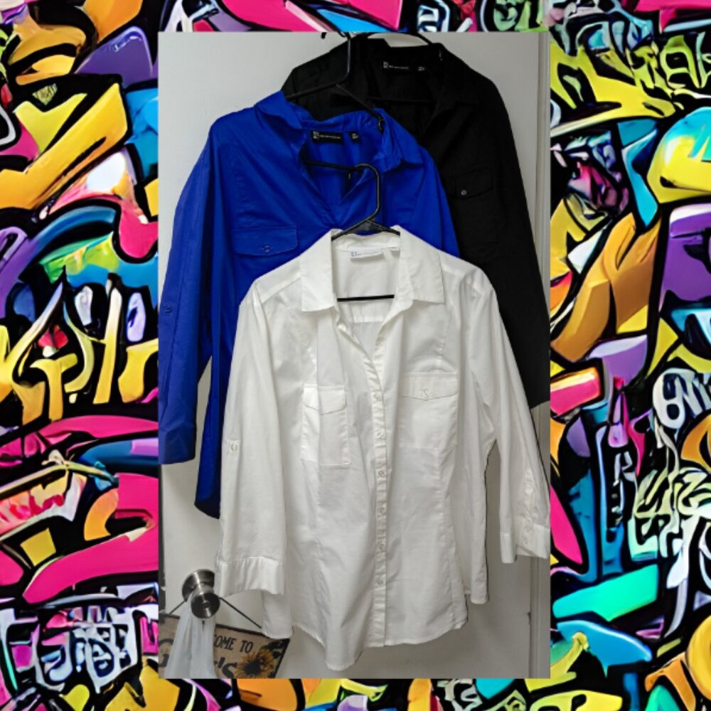 3 Separate NY&C Button-Up Collar Shirts in XXL